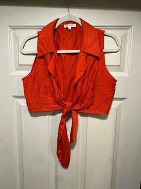 Red Tie-Front Crop Top